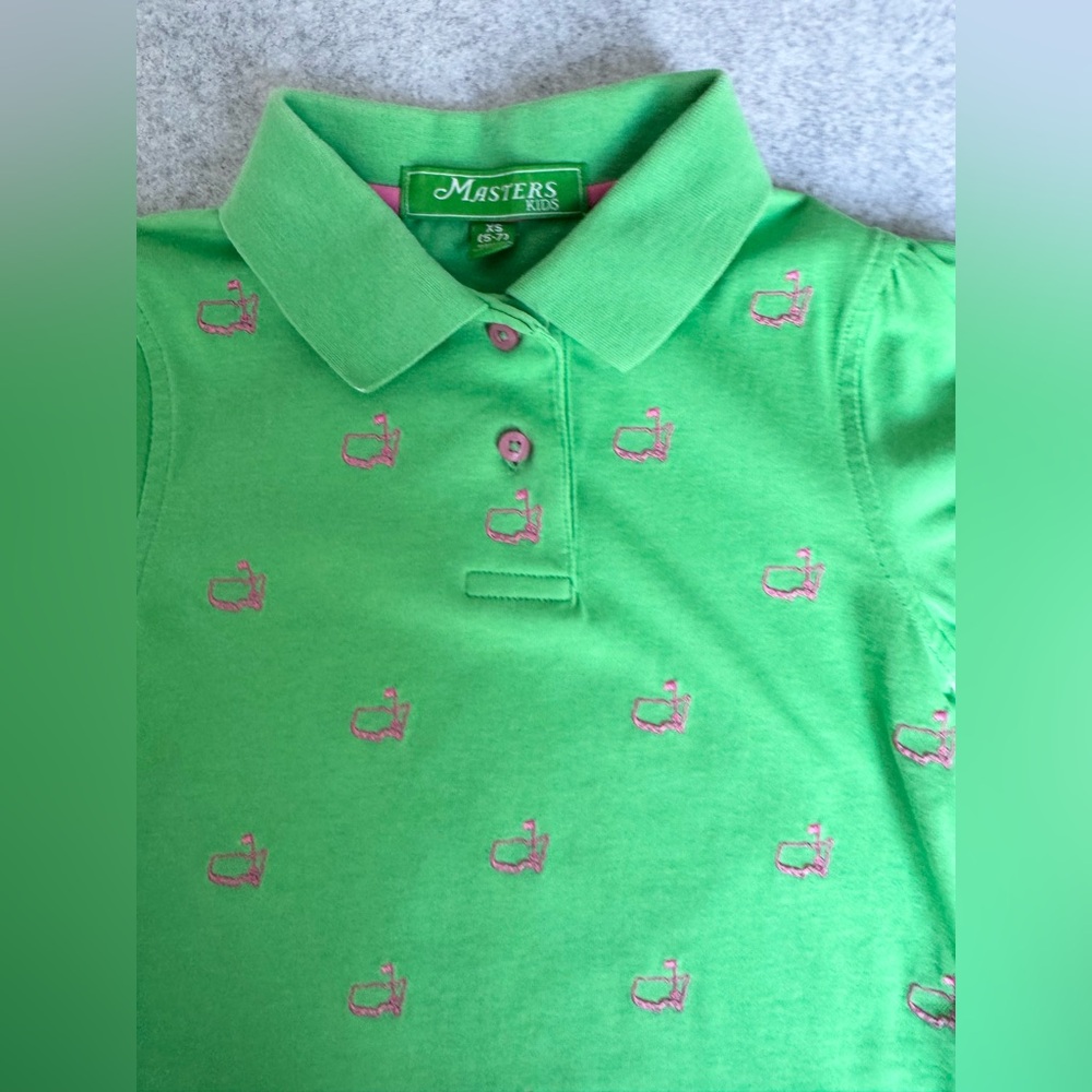 Masters Kid Green Polo Golf Logo Size XS - Picture 2 of 9